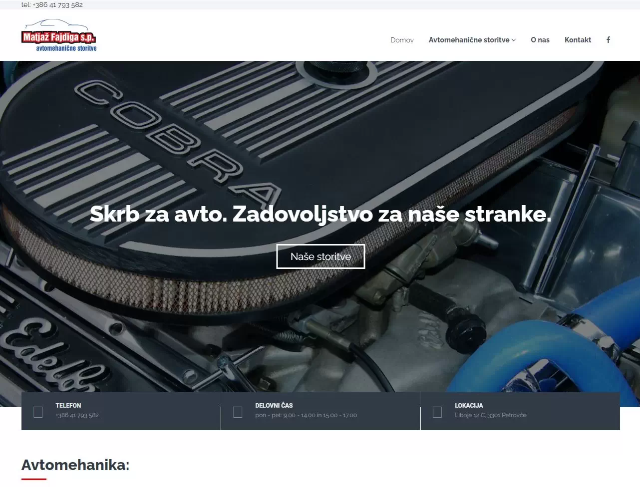 Vzdrževanje in on-site optimizacija Avtomehanika Fajdiga